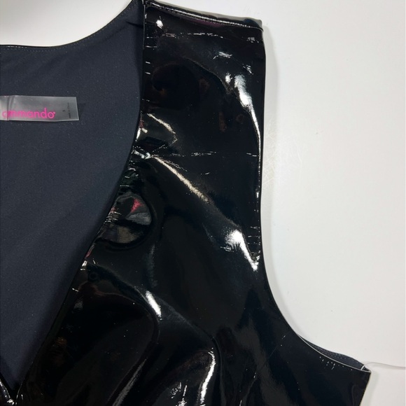 Commando Goth Indie Sleeze Faux Patent Leather Sleeveless Bodysuit Black S - Picture 16 of 16